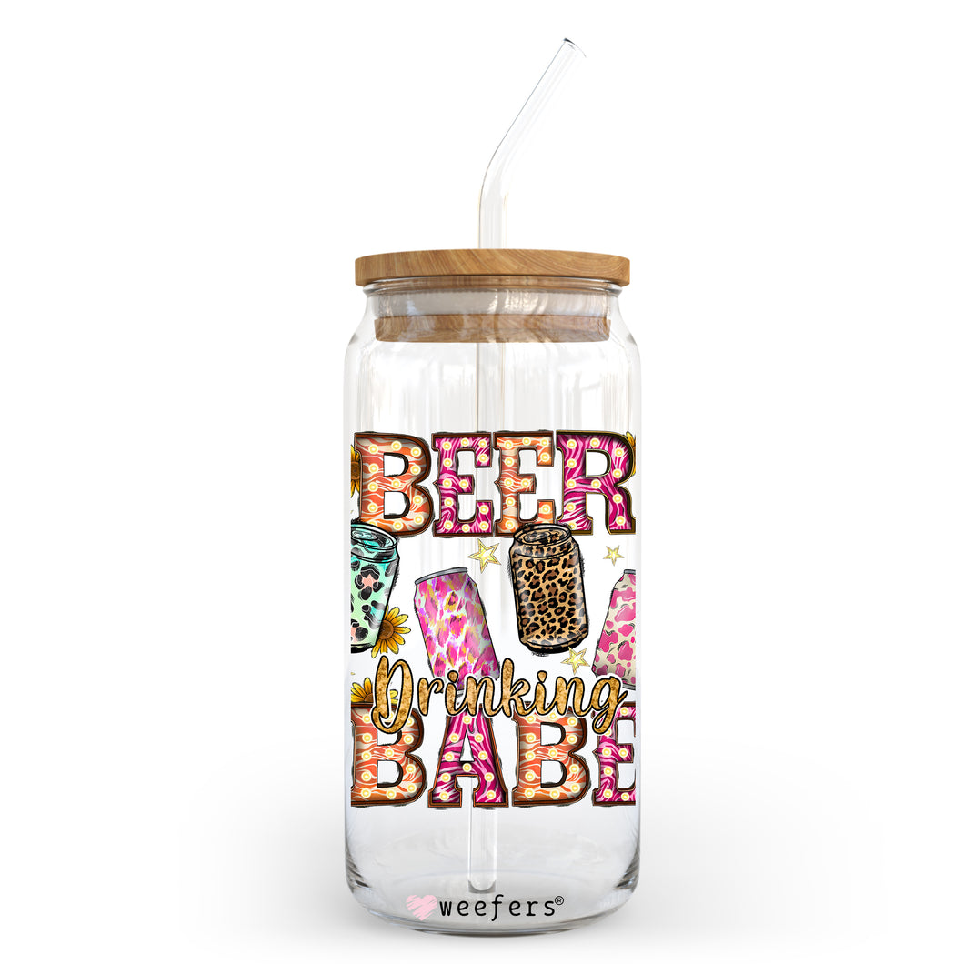 Western Beer Drinking Babe 20oz Libbey Glass Can UV-DTF or Sublimation Wrap - Decal