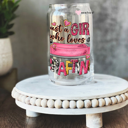 Just a Girl Who Loves Crafting 16oz Libbey Glass Can UV DTF or Sublimation Wrap - Decal - Weefers