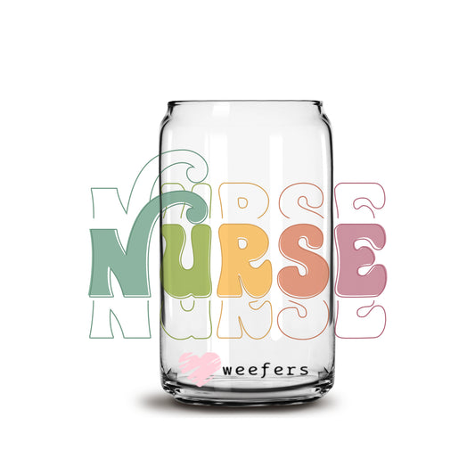 Boho Nurse 16oz Libbey Glass Can UV DTF or Sublimation Wrap - Decal - Weefers