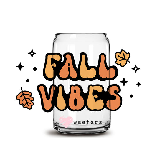 Fall Vibes 16oz Libbey Glass Can UV DTF or Sublimation Wrap - Decal - Weefers