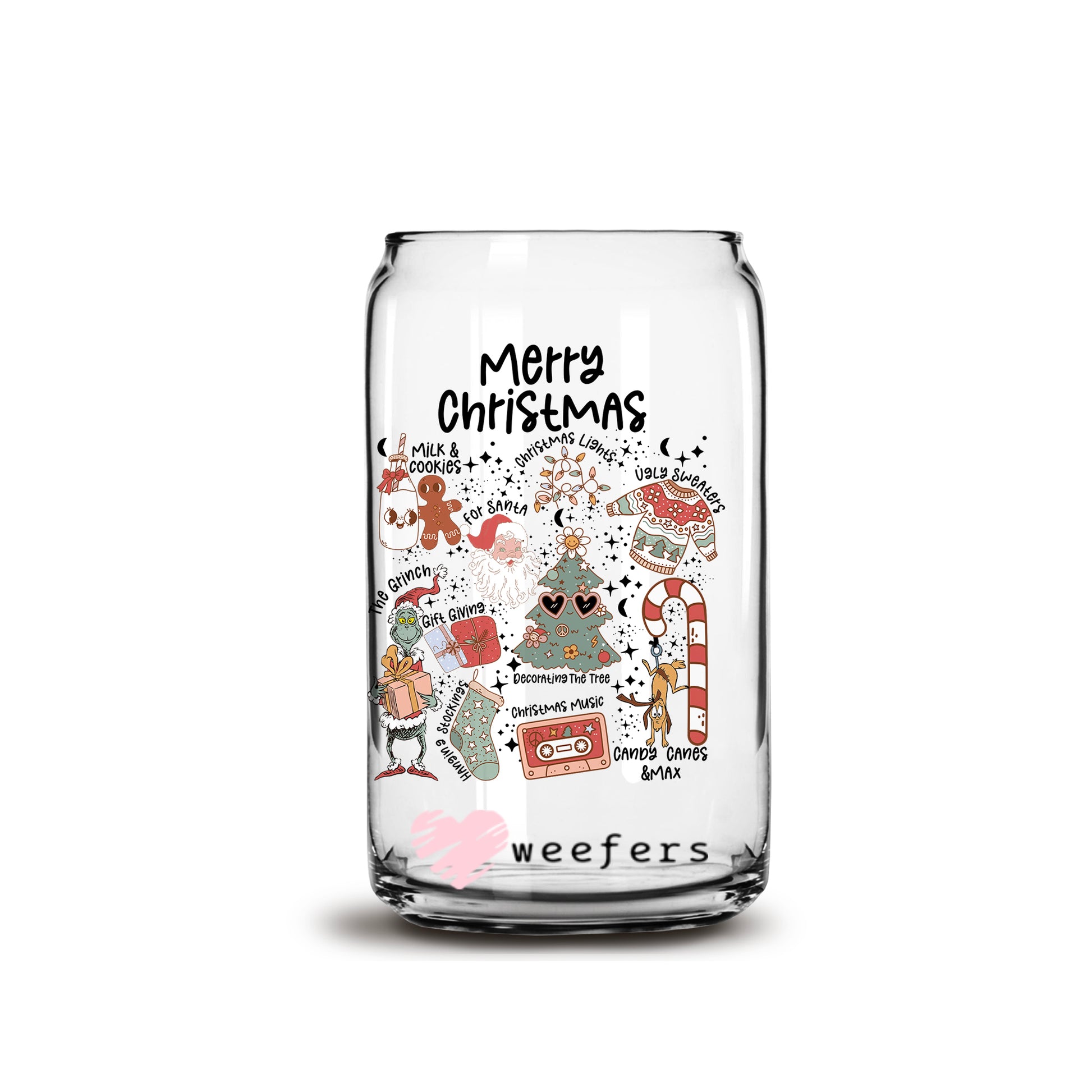 Christmas Favorite Things 16oz Libbey Glass Can UV DTF or Sublimation Wrap - Decal - Weefers