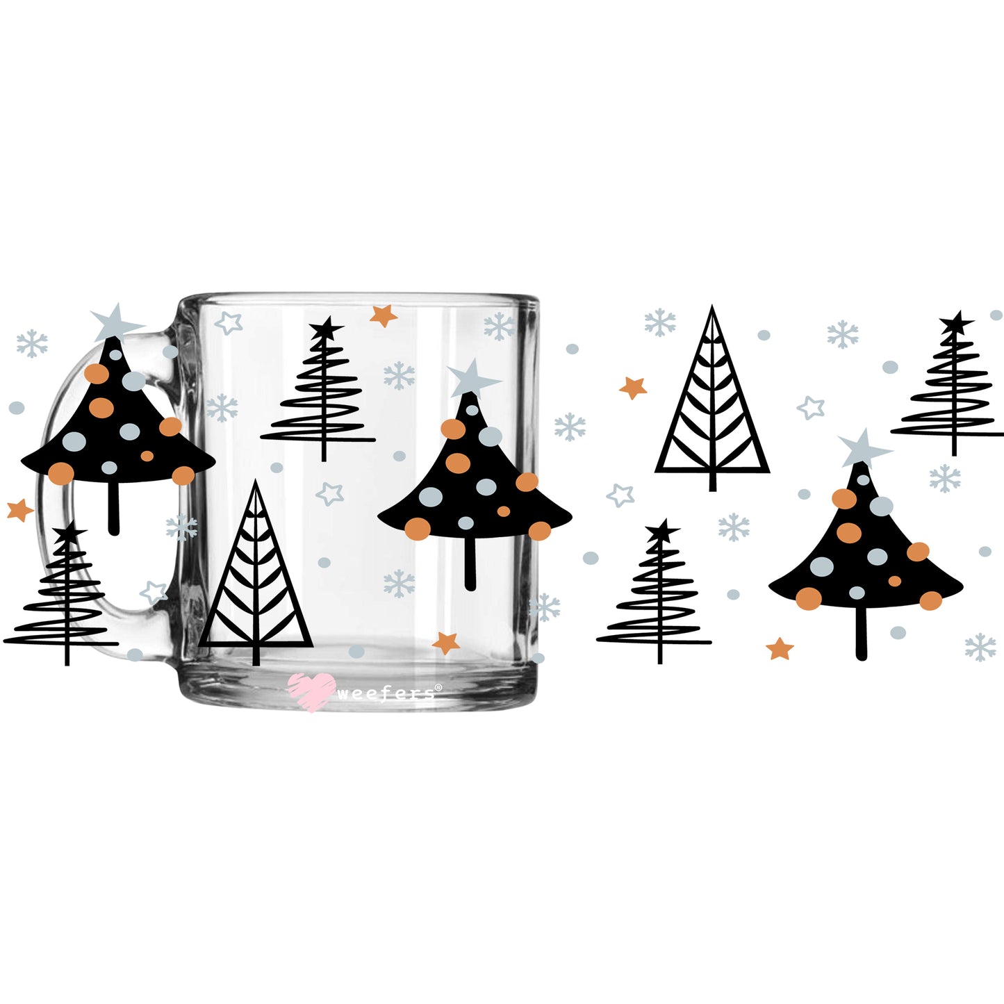 Whimsical Black Christmas 11oz Coffee Mug UV DTF or Sublimation Wrap - Decal - Weefers