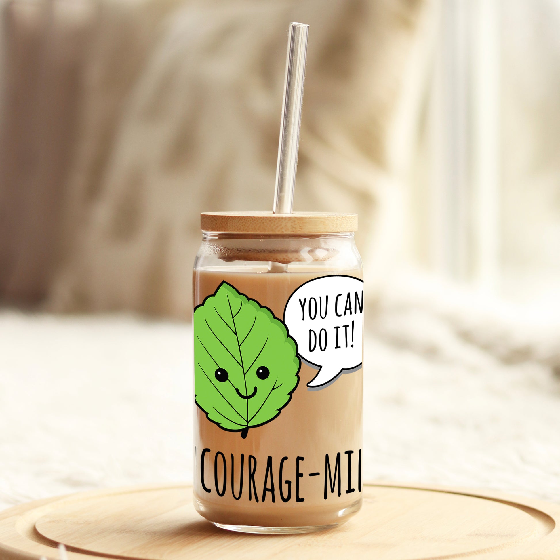 You Can Do It Encourage-Mint 16oz Libbey Glass Can UV DTF or Sublimation Wrap - Decal - Weefers