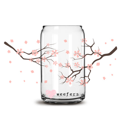 Sakura Tree 16oz Libbey Glass Can UV DTF or Sublimation Cup Wrap - Decal Transfer - Weefers