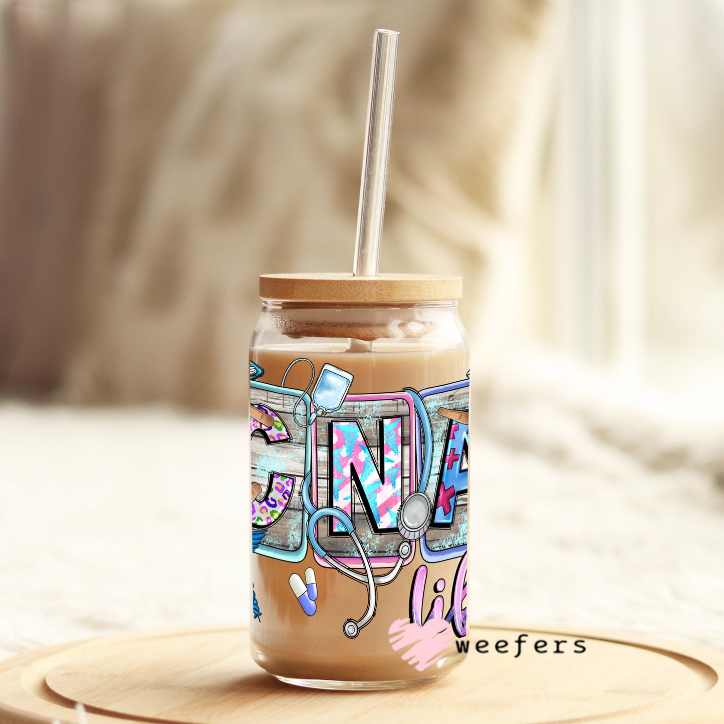 CNA Life 16oz Libbey Glass Can UV DTF or Sublimation Wrap - Decal - Weefers