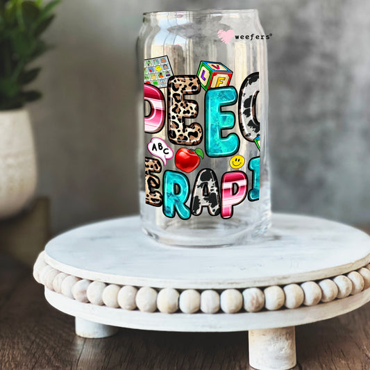 Speech Therapist 16oz Libbey Glass Can UV DTF or Sublimation Cup Wrap - Decal Transfer Weefers