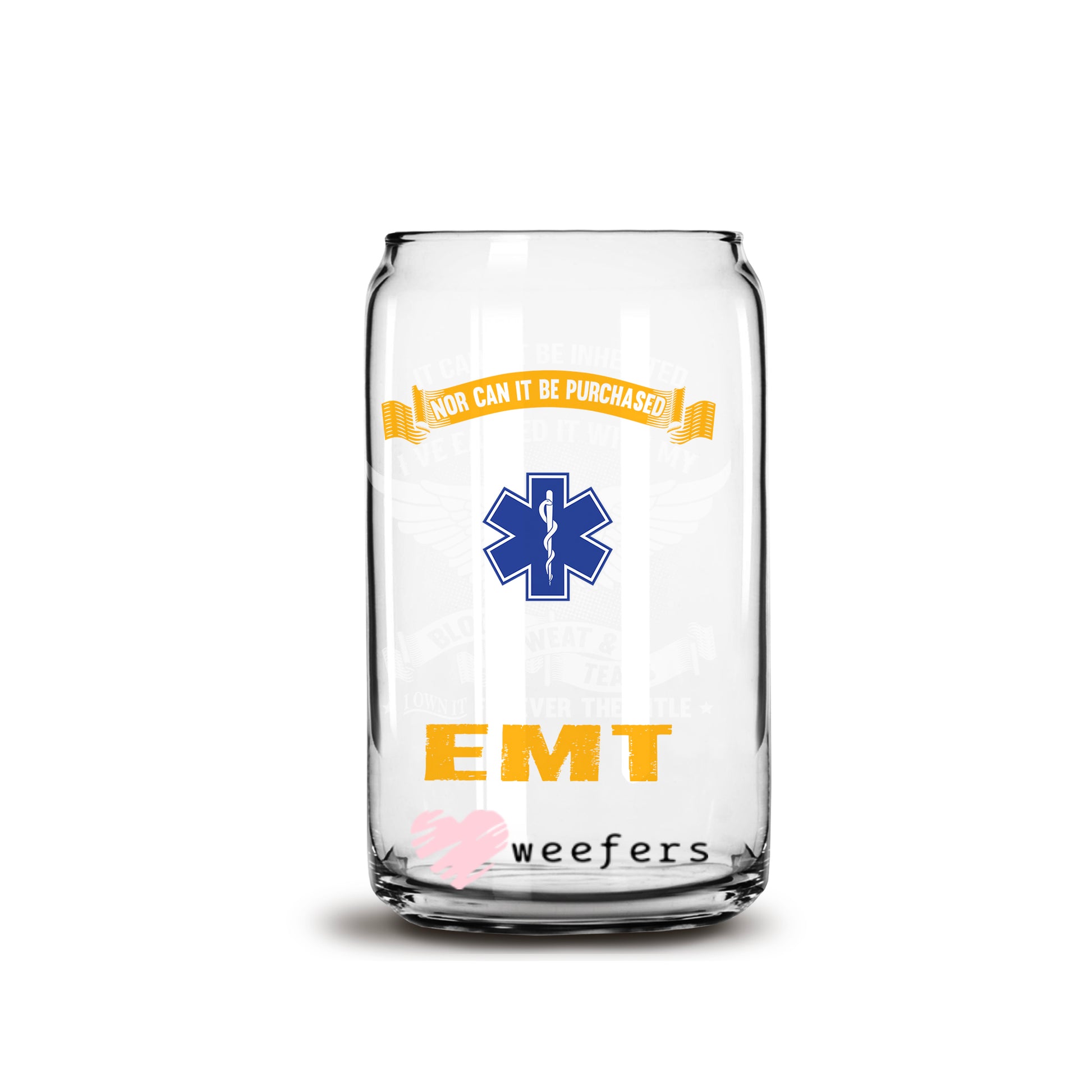 EMT Forever 16oz Libbey Glass Can UV DTF or Sublimation Wrap - Decal - Weefers