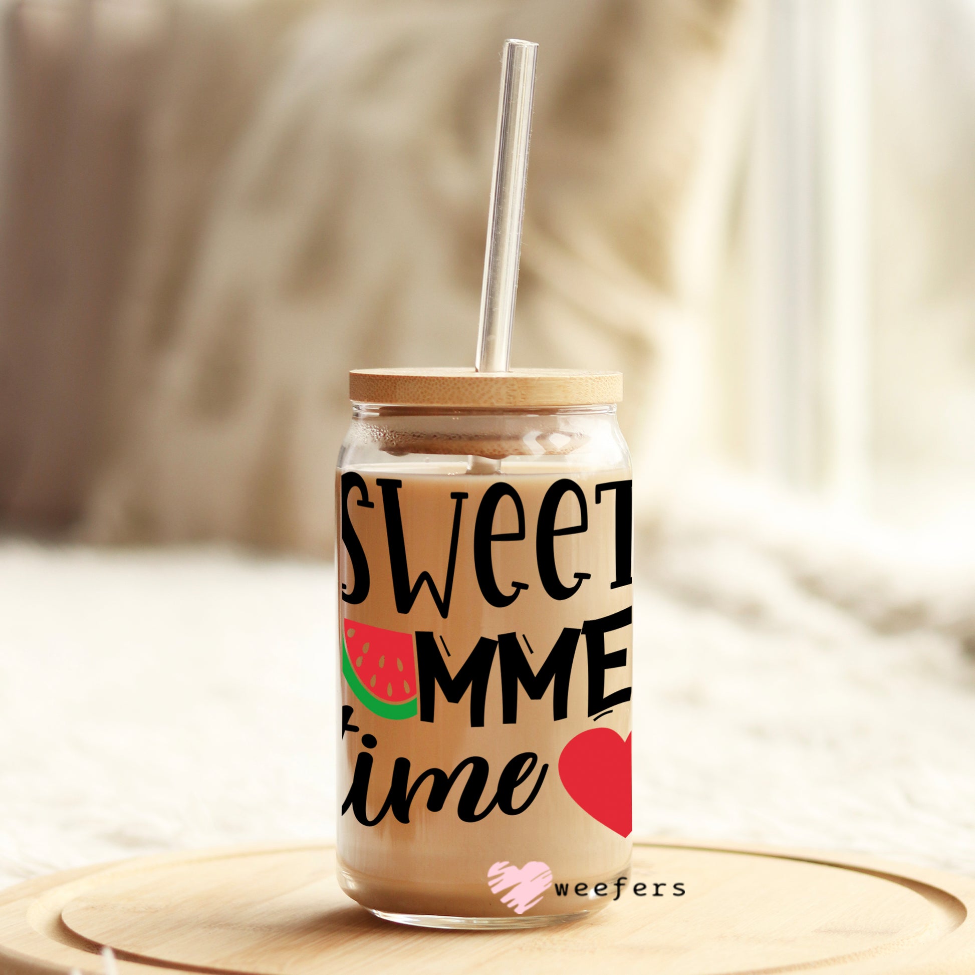 Sweet Summer Time 16oz Libbey Glass Can UV DTF or Sublimation Wrap - Decal - Weefers