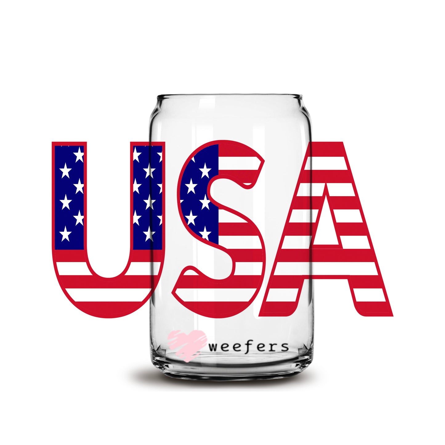 4th of July USA 16oz Libbey Glass Can UV DTF or Sublimation Wrap - Decal - Weefers