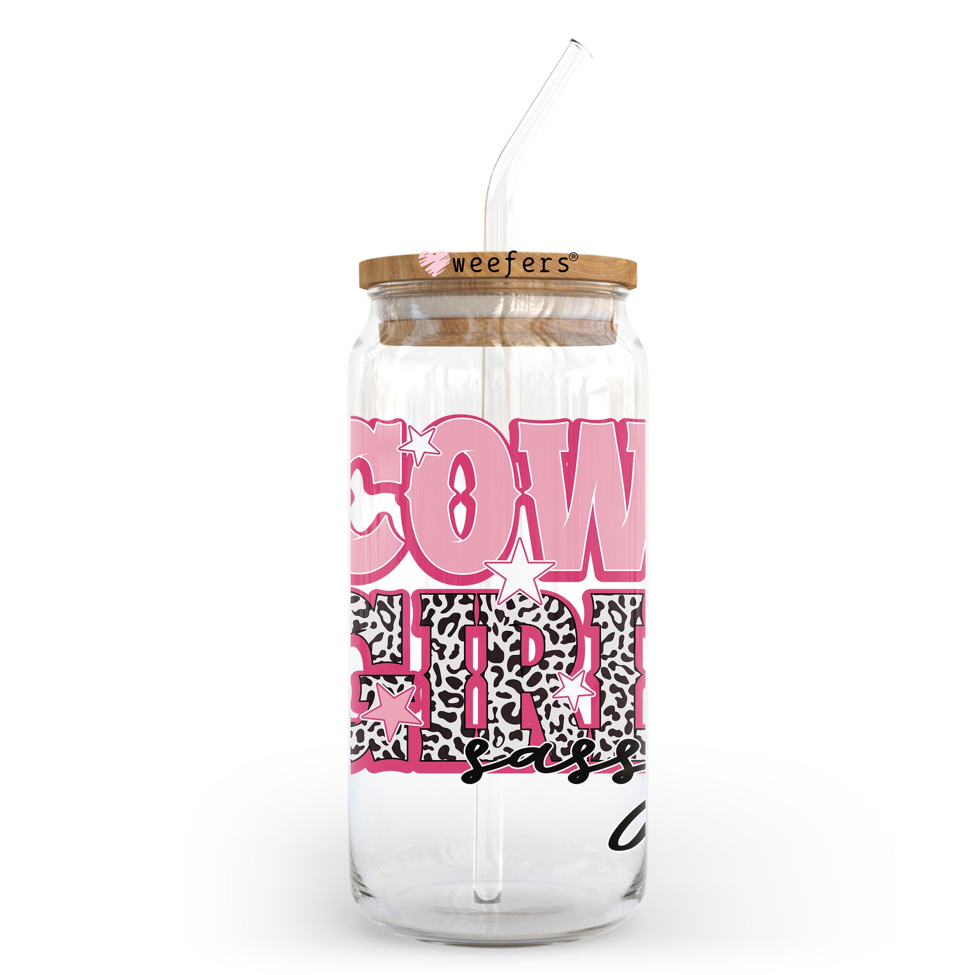 Cow Girl Sassy 20oz Libbey Glass Can UV DTF or Sublimation Wrap - Decal Transfer - Weefers