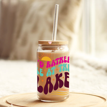 I'd Rather Be at the Lake 16oz Libbey Glass Can UV DTF or Sublimation Cup Wrap - Decal Transfer Weefers