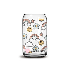 Load image into Gallery viewer, Retro Smile and Rainbows Libbey Glass Can Wrap UV-DTF Sublimation Transfers
