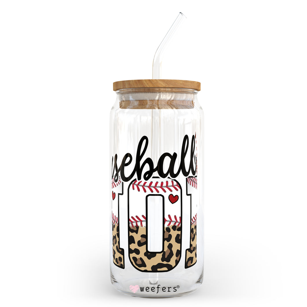 Baseball Mom Brown Leopard 20oz Libbey Glass Can UV-DTF or Sublimation Wrap - Decal