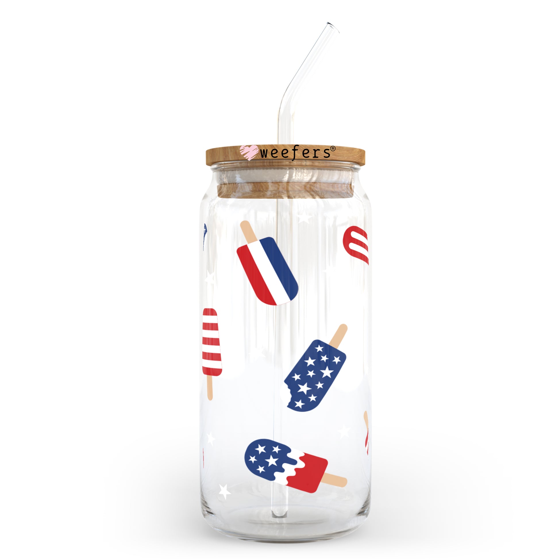 4th of July Popsicles 20oz Libbey Glass Can UV DTF or Sublimation Wrap - Decal - Weefers