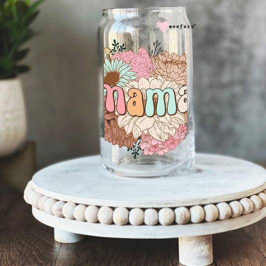 MaMa Spring Boho Florals 16oz Libbey Glass Can UV DTF or Sublimation Cup Wrap - Decal Transfer - Weefers