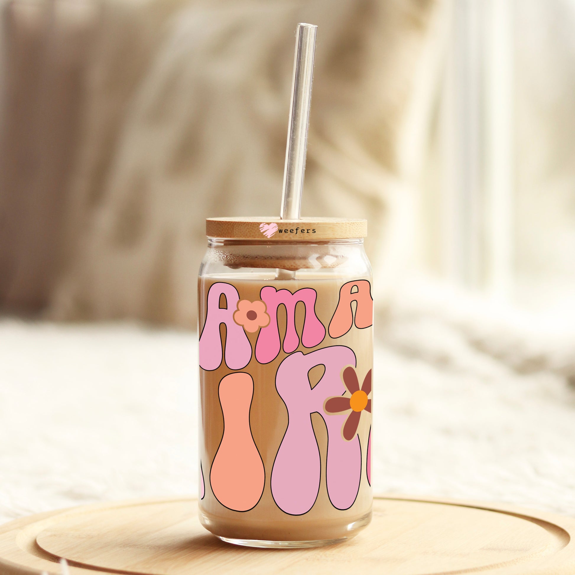 Mama's Girl 16oz Libbey Glass Can UV DTF or Sublimation Cup Wrap - Decal Transfer - Weefers