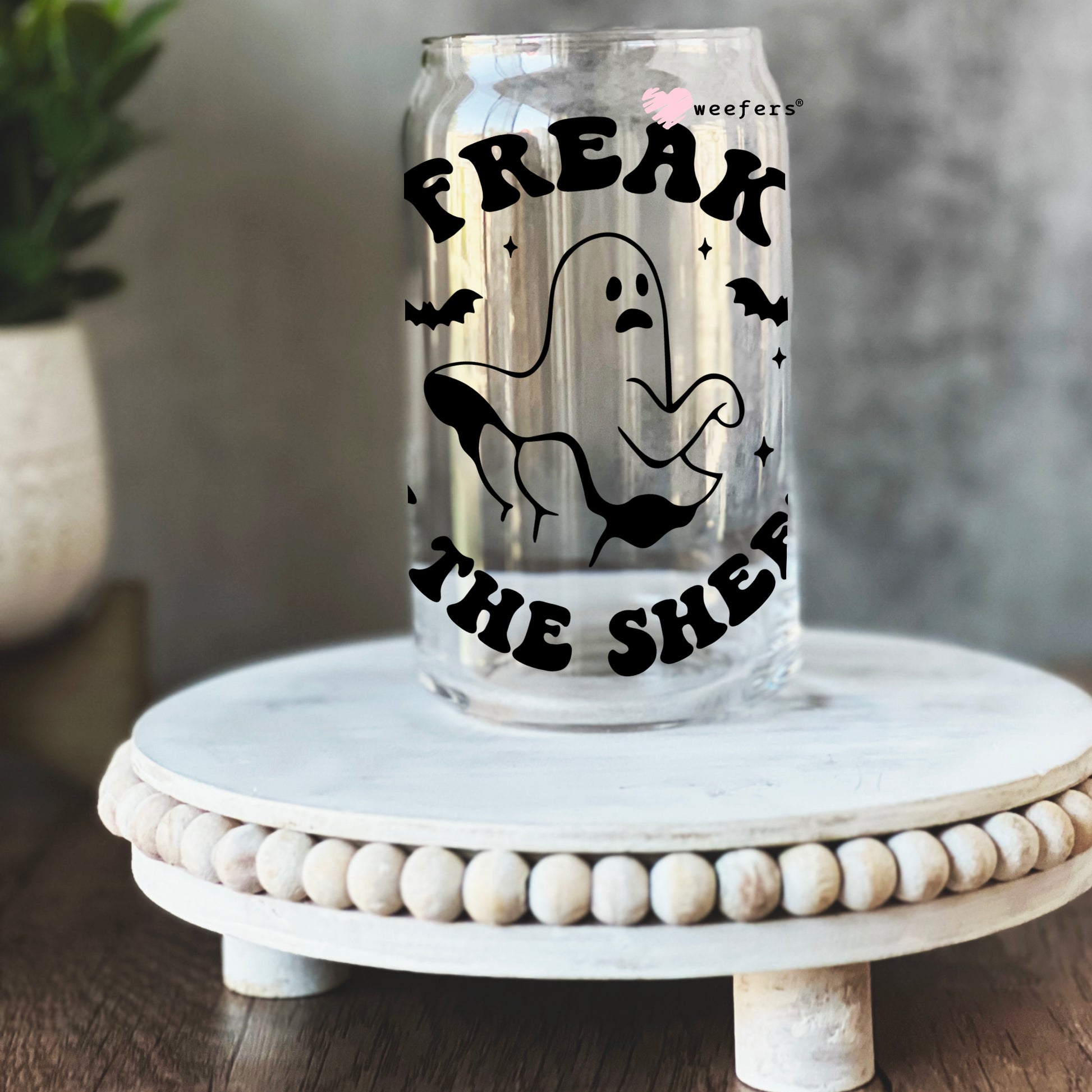 Freak in the Sheets Ghost 16oz Libbey Glass Can UV DTF or Sublimation Wrap - Decal - Weefers