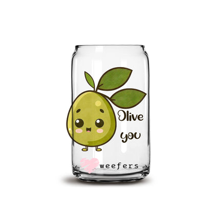 Olive You 16oz Libbey Glass Can UV DTF or Sublimation Wrap - Decal - Weefers