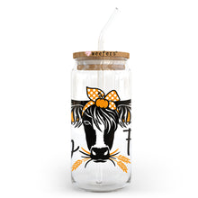 Load image into Gallery viewer, Hay Fall Cow 20oz Libbey Glass Can, 34oz Hip Sip, 40oz Tumbler UVDTF or Sublimation Decal Transfer
