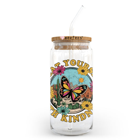 Treat Yourself with Kindness 20oz Libbey Glass Can UV DTF or Sublimation Wrap - Decal Transfer Weefers