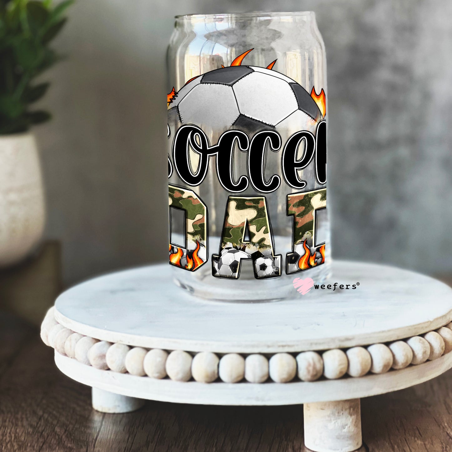 Soccer Dad 16oz Libbey Glass Can UV DTF or Sublimation Decal Transfer - Weefers