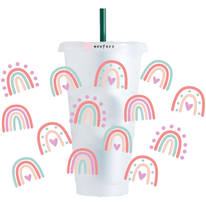 Boho Pink Rainbow 24oz UV DTF Cold Cup Wrap - Ready to apply Wrap - NO HOLE - Weefers