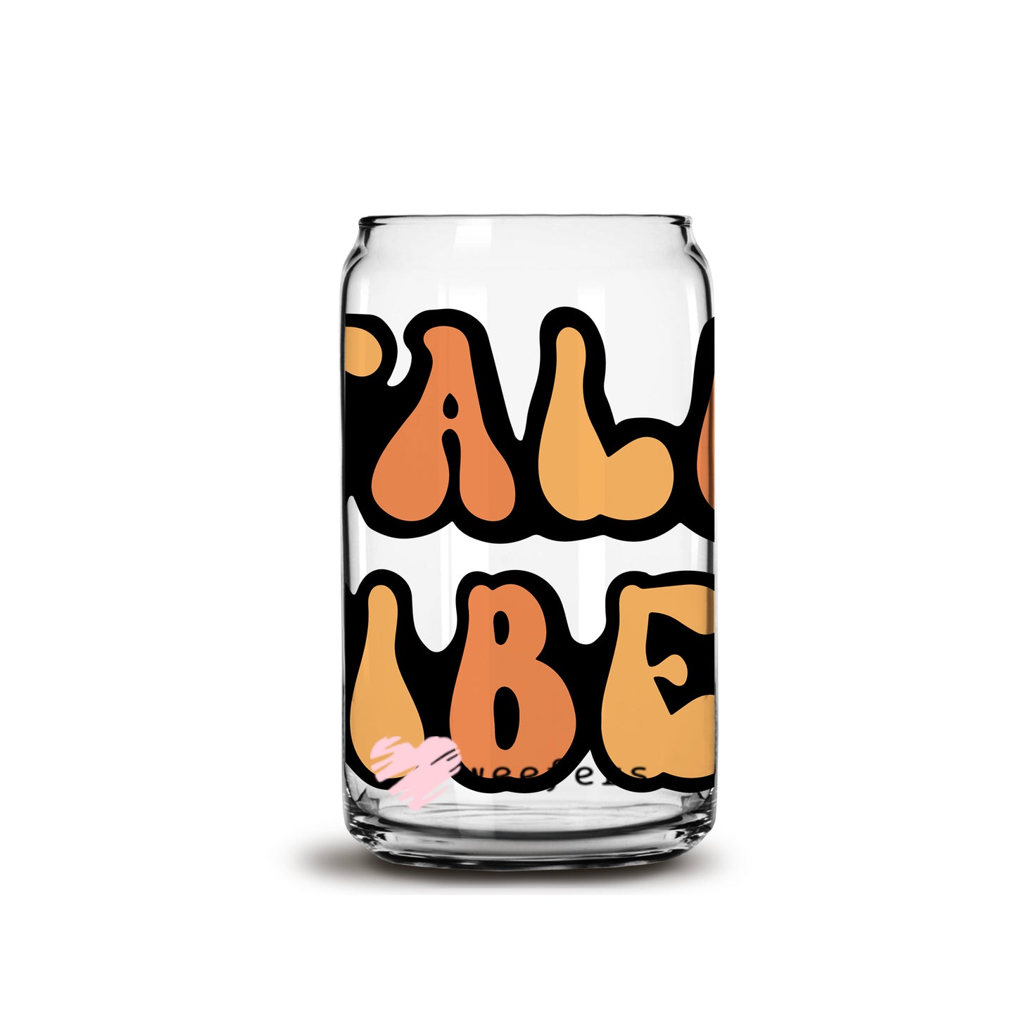 Fall Vibes 16oz Libbey Glass Can UV DTF or Sublimation Wrap - Decal - Weefers