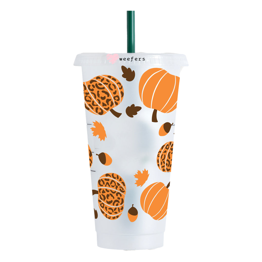 Leopard Pumpkins 24oz UV-DTF Cold Cup Wrap - Ready to apply Wrap - HOLE