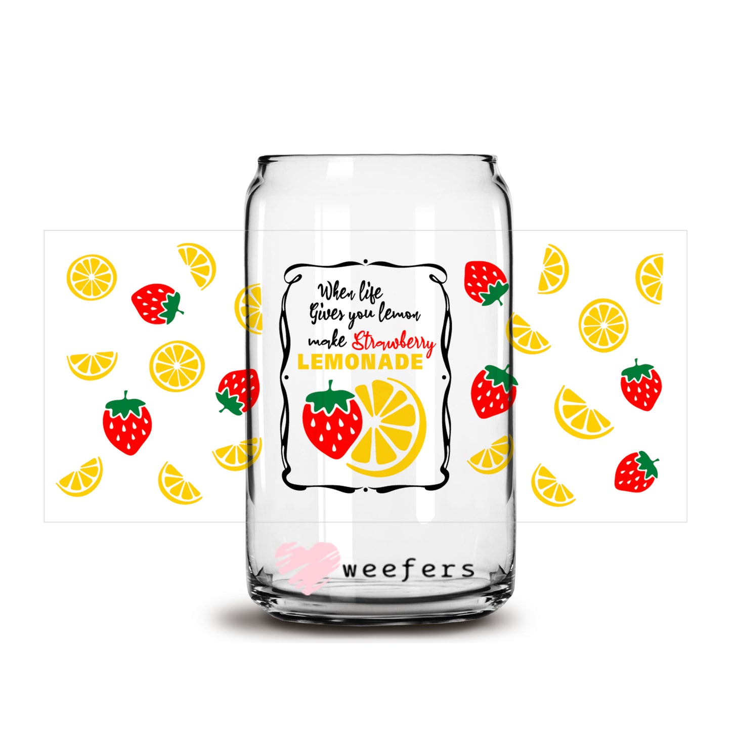 Turn Lemons to Lemonade 16oz Libbey Glass Can UV DTF or Sublimation Wrap - Decal - Weefers