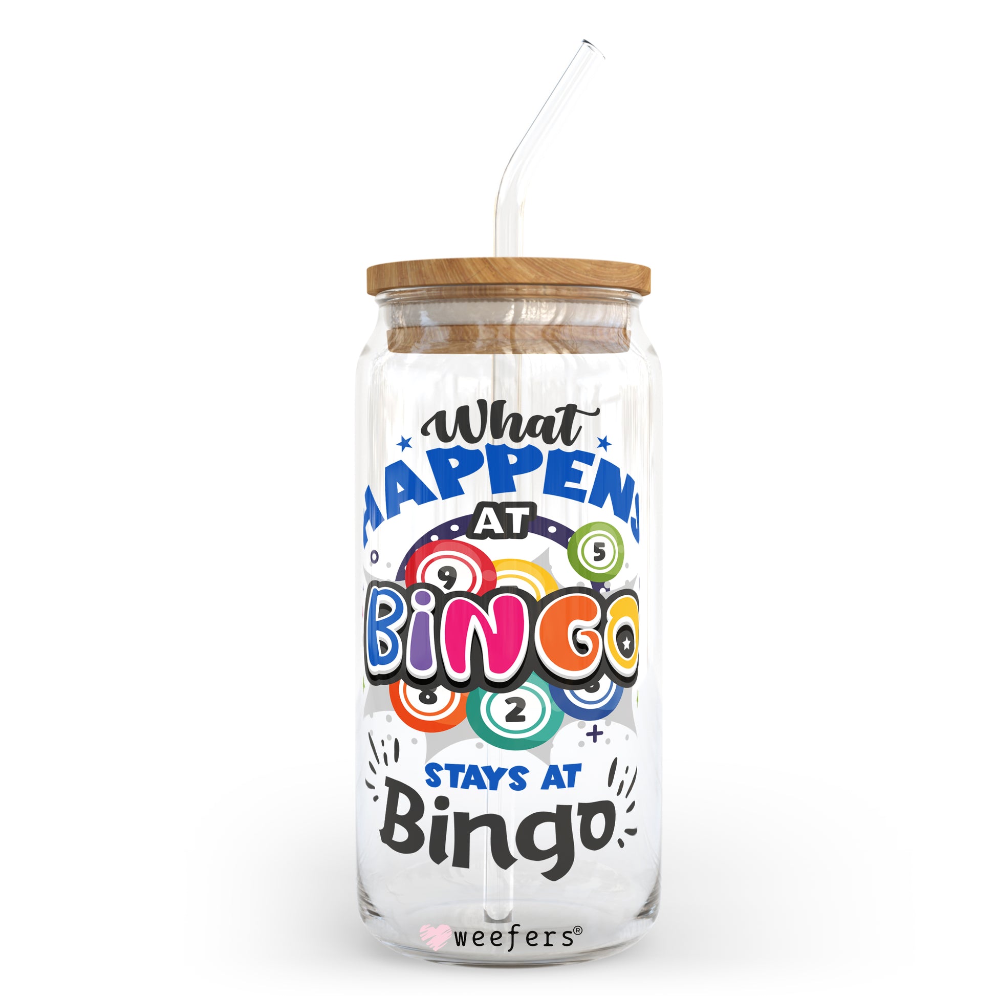 What Happens at Bingo Stays at Bingo 20oz Libbey Glass Can, 34oz Hip Sip, 40oz Tumbler UV DTF or Sublimation Decal Transfer - Weefers