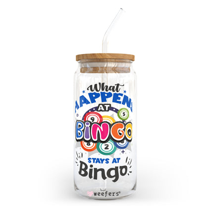 What Happens at Bingo Stays at Bingo 20oz Libbey Glass Can, 34oz Hip Sip, 40oz Tumbler UV DTF or Sublimation Decal Transfer - Weefers