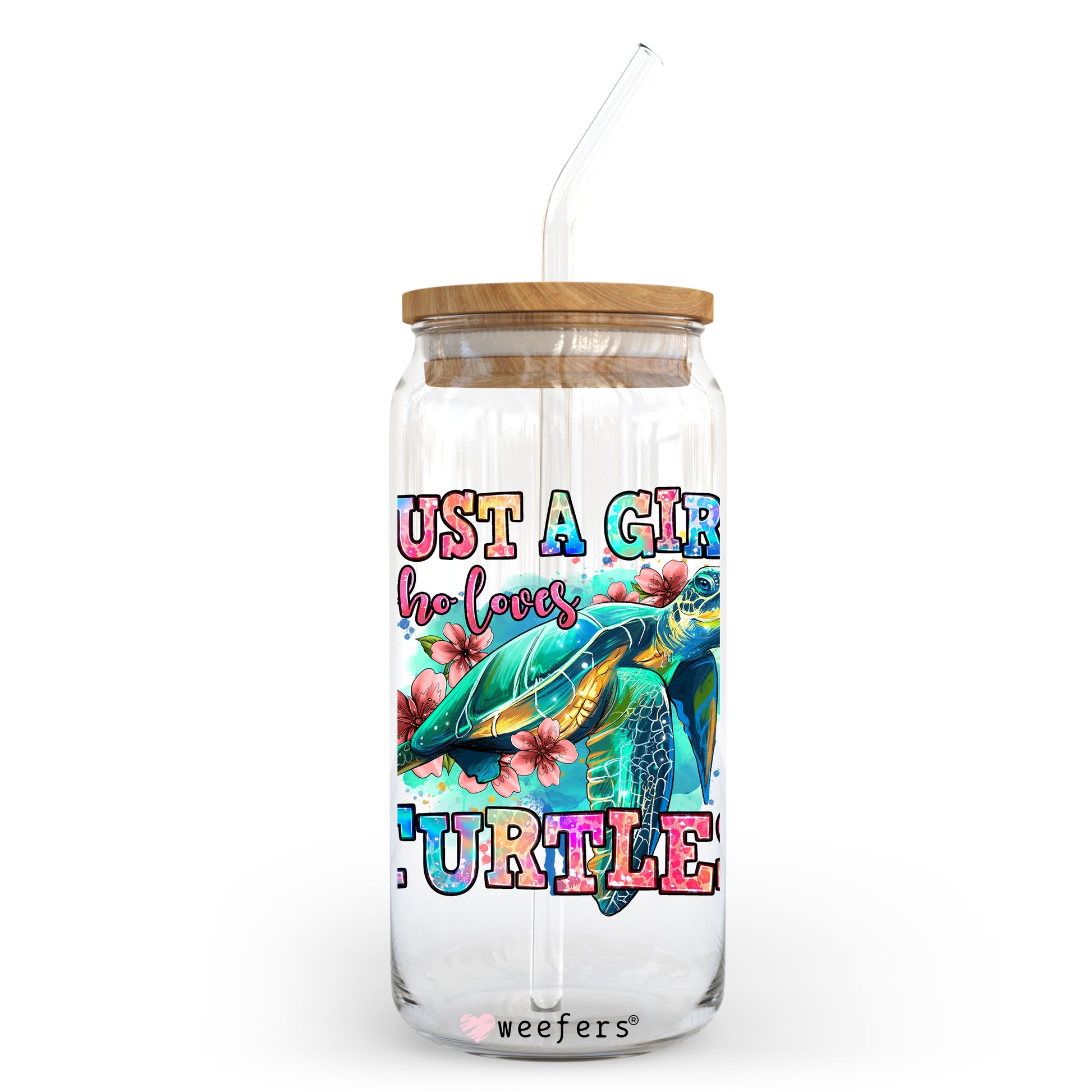 Just a Girl Who Loves Turtles 20oz Libbey Glass Can, 34oz Hip Sip, 40oz Tumbler UV DTF or Sublimation Decal Transfer - Weefers