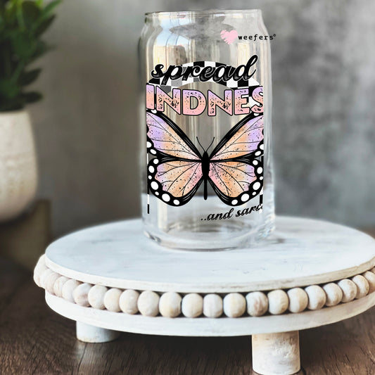 Spread Kindness and Sarcasm 16oz Libbey Glass Can UV DTF or Sublimation Cup Wrap - Decal Transfer Weefers