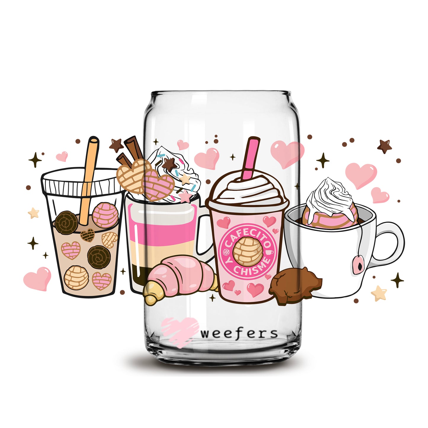 Cafecito y Chisme Libbey Glass Can Wrap UV DTF Sublimation Transfers - Weefers