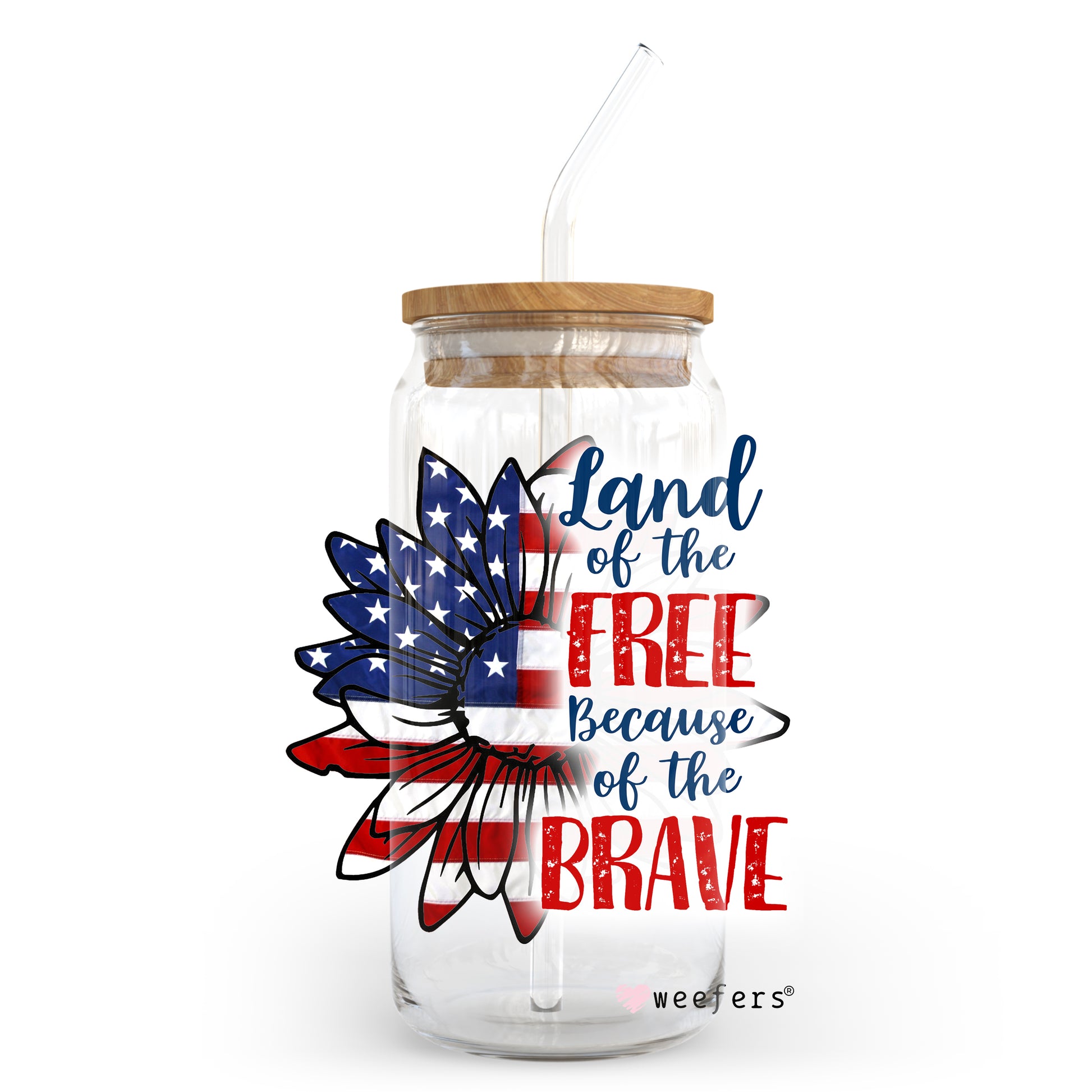 Land of the Free 20oz Libbey Glass Can, 34oz Hip Sip, 40oz Tumbler UV DTF or Sublimation Decal Transfer - Weefers