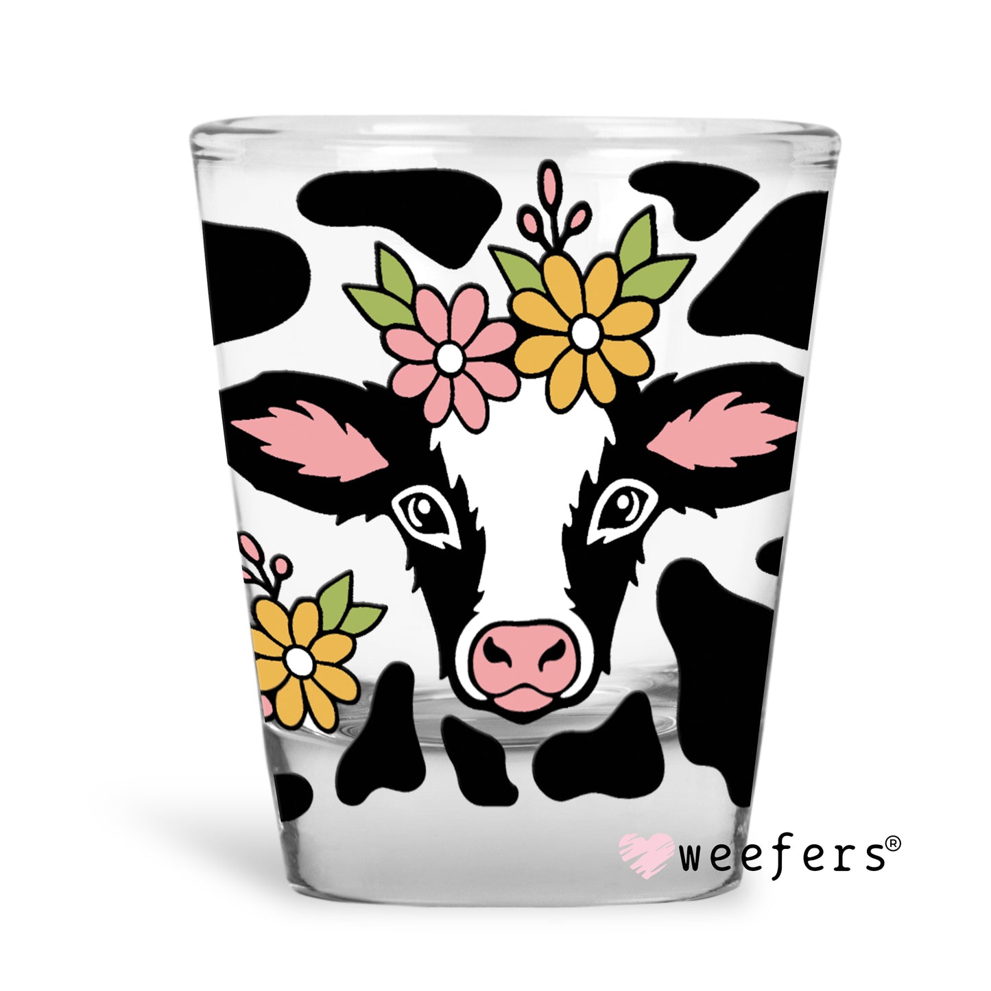 Daisy Cow Shot Glass Short UV DTF or Sublimation Wrap - Decal - Weefers