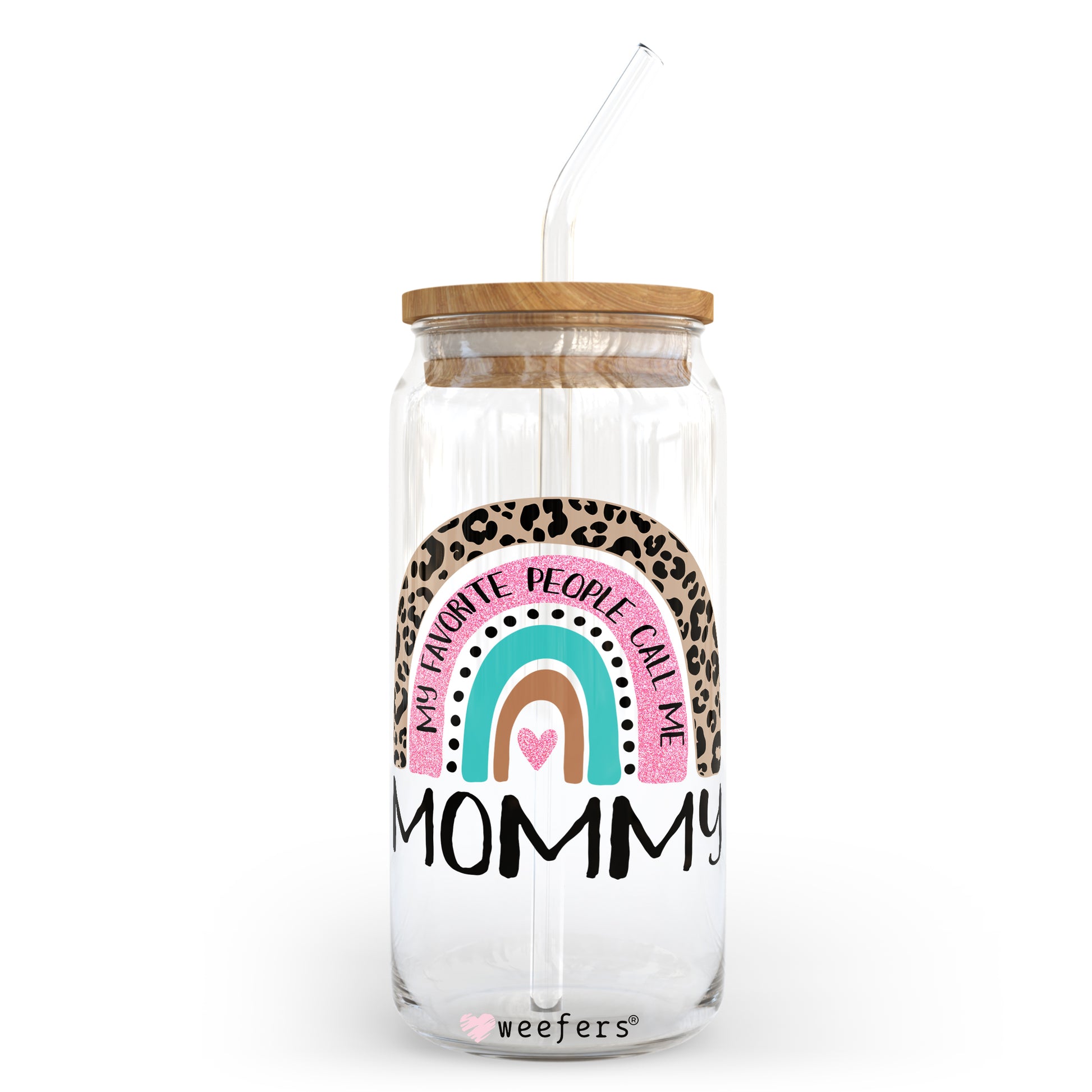 Mother's Day Mommy Boho Rainbow 20oz Libbey Glass Can, 34oz Hip Sip, 40oz Tumbler UV DTF or Sublimation Decal Transfer - Weefers