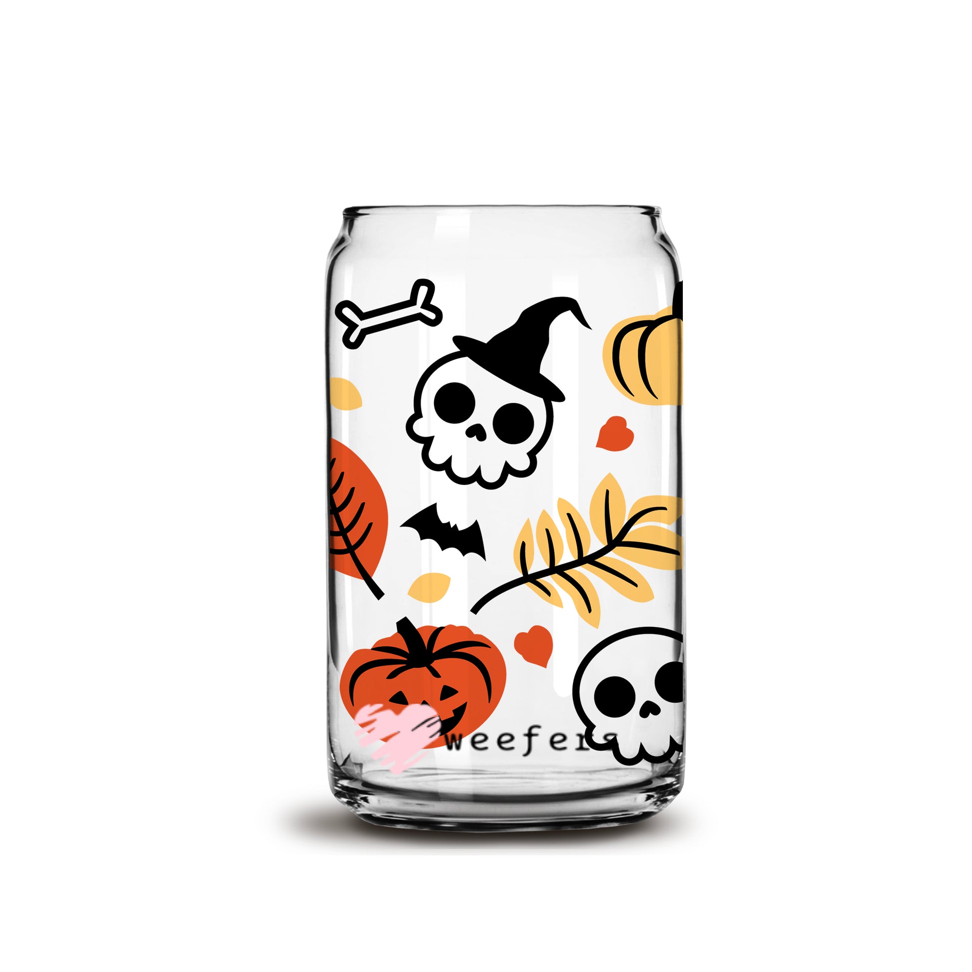 Fall into Halloween 16oz Libbey Glass Can UV DTF or Sublimation Wrap - Decal - Weefers