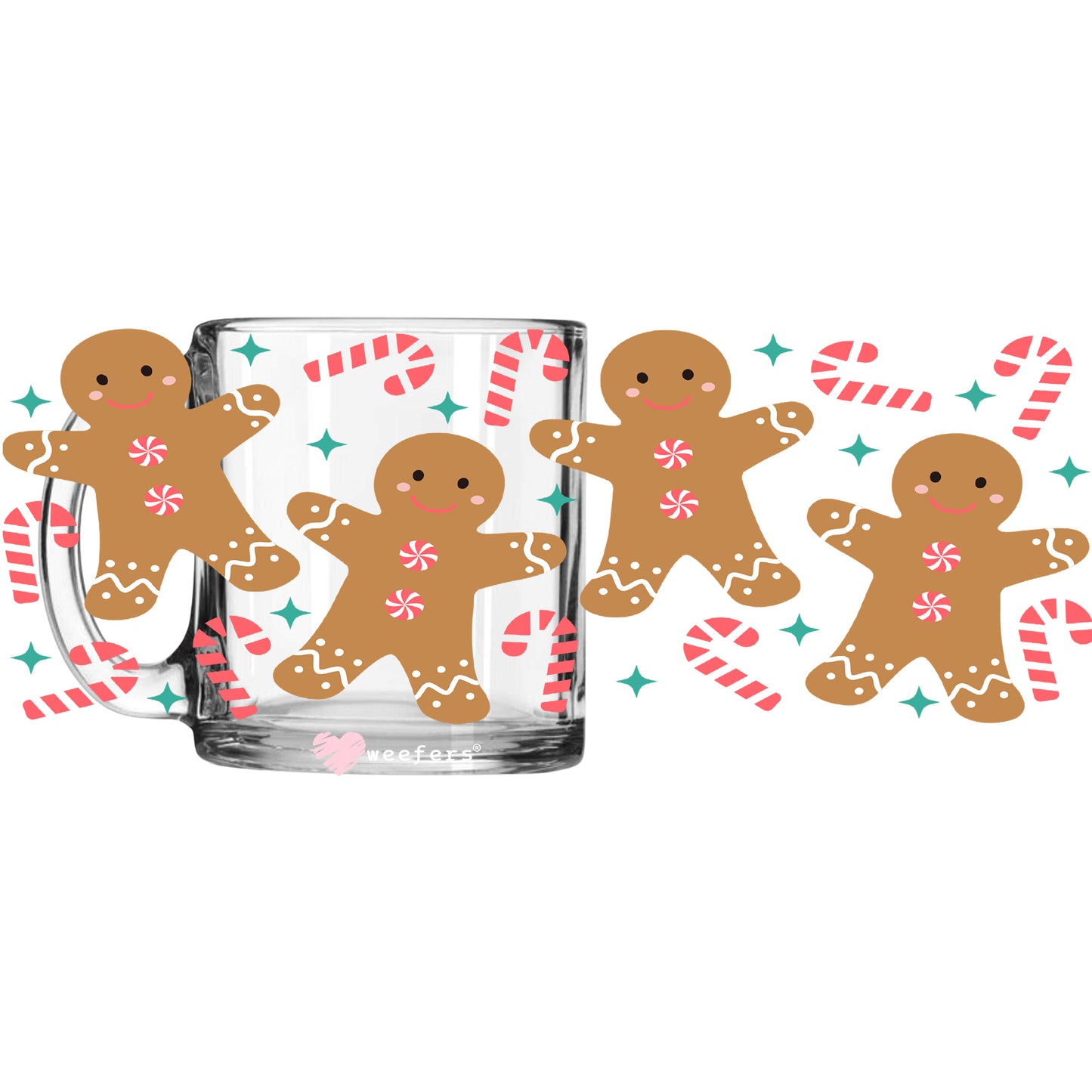 Christmas Gingerbread Man 11oz Coffee Mug UV DTF or Sublimation Wrap - Decal - Weefers