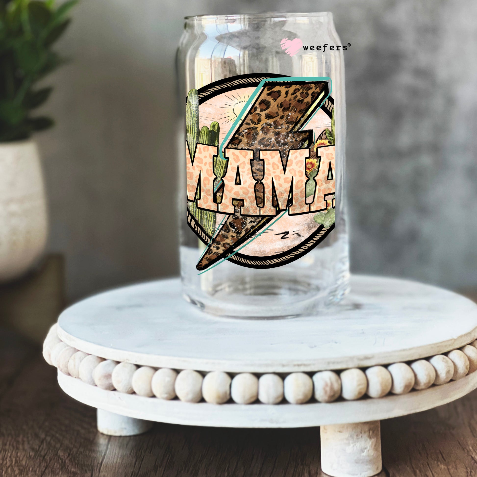 Mama Aztec Circle 16oz Libbey Glass Can UV DTF or Sublimation Cup Wrap - Decal Transfer - Weefers