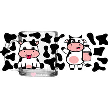 Load image into Gallery viewer, a glass with a cow and a cow on it
