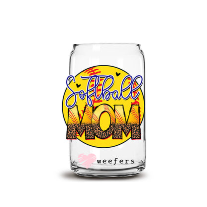 Softball Mom 16oz Libbey Glass Can UV DTF or Sublimation Wrap - Decal - Weefers