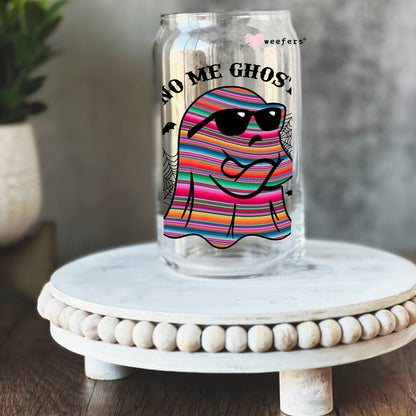 No Me Ghosta Serape Halloween 16oz Libbey Glass Can UV DTF or Sublimation Wrap - Decal - Weefers