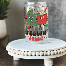 Load image into Gallery viewer, Christmas Retro Feelin&#39; Jolly 16oz Libbey Glass Can UV-DTF or Sublimation Wrap - Decal
