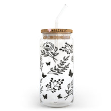 Load image into Gallery viewer, Black Floral Fields 20oz Libbey Glass Can, 34oz Hip Sip, 40oz Tumbler UVDTF or Sublimation Decal Transfer

