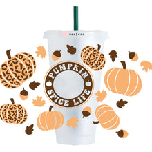 Load image into Gallery viewer, Leopard Pumpkin Spice 24oz UV-DTF Cold Cup Wrap - Ready to apply Wrap - HOLE
