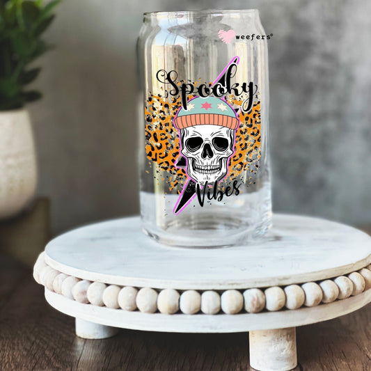 Spooky Vibes Halloween 16oz Libbey Glass Can UV DTF or Sublimation Wrap - Decal - Weefers