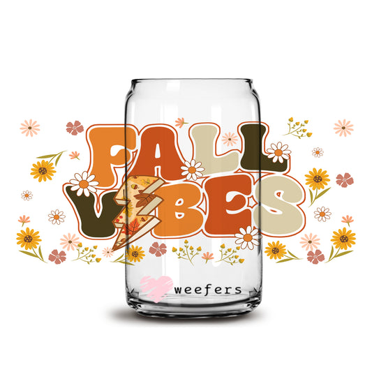 Groovy Fall Vibes 16oz Libbey Glass Can UV DTF or Sublimation Wrap - Decal - Weefers