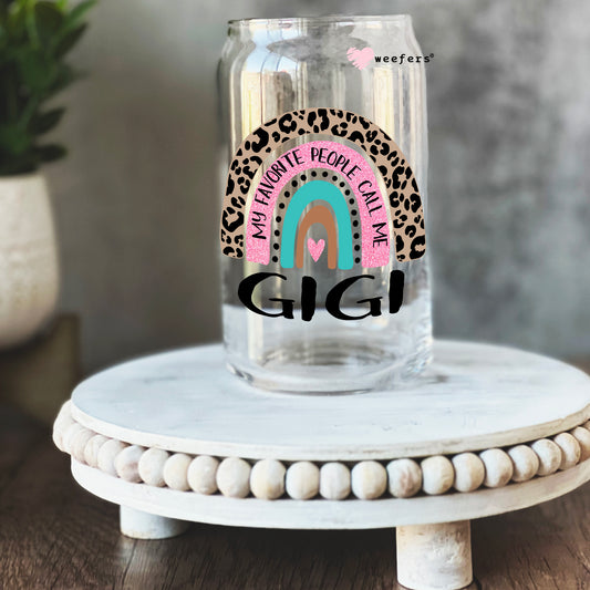 Mother's Day Gigi Boho Rainbow  16oz Libbey Glass Can Cup UV DTF or Sublimation Wrap - Decal - Weefers