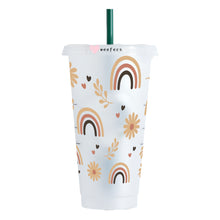 Load image into Gallery viewer, Brown Boho Rainbows 24oz UV-DTF Cold Cup Wrap - Ready to apply Wrap
